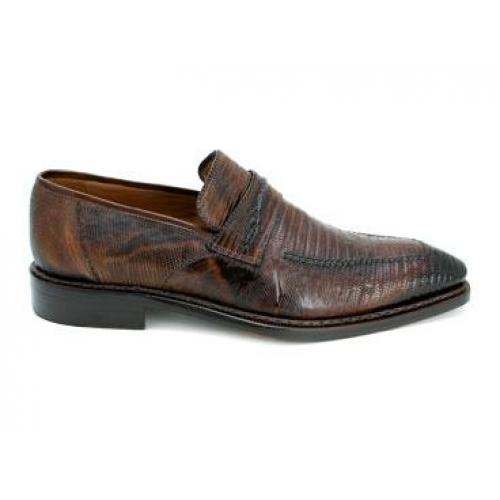 Mezlan Platinum "Corsa" Tan Genuine All-Over Lizard Loafer Shoes